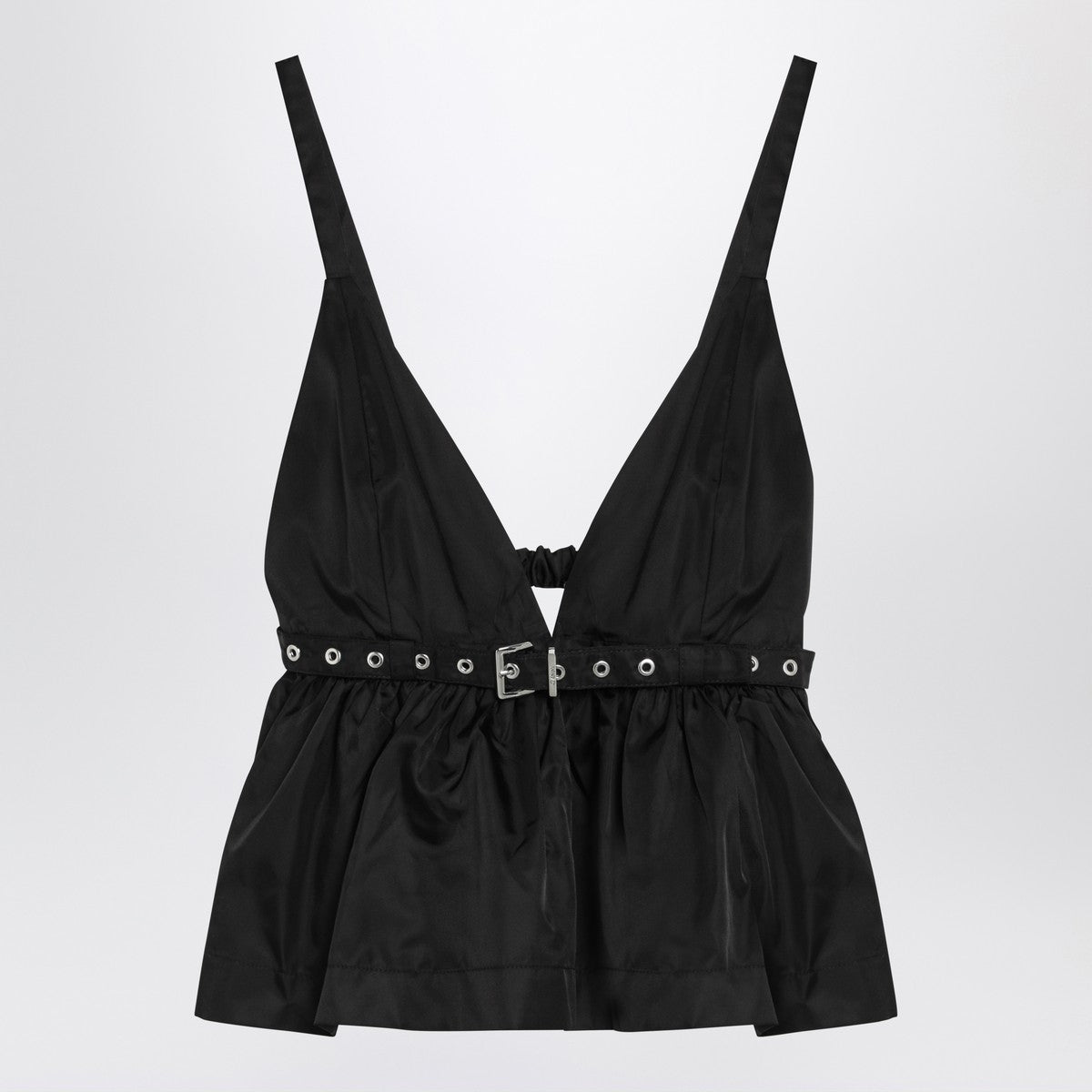 GANNI Black duchesse top with strap